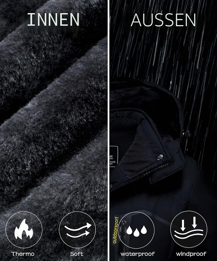 TACVASEN Damen Übergangsjacke Warm Winterjacke Gefüttert Wanderjacke Ski Jacket mit Wasserdichtem Re