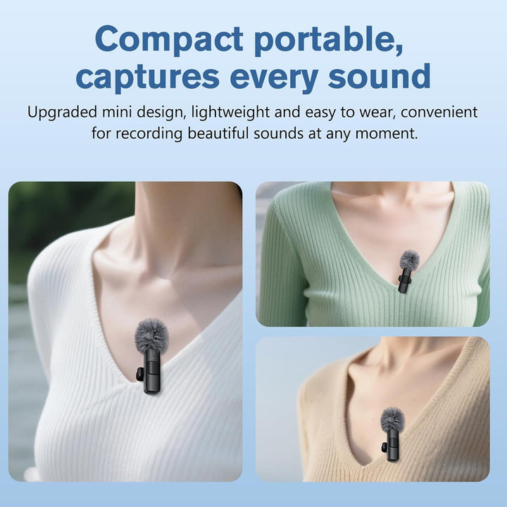 Mini Mic Pro Kabelloses Mikrofon für iPhone, iPad, Android, 2er-Pack Lavalier-Mikrofon mit USB-C für