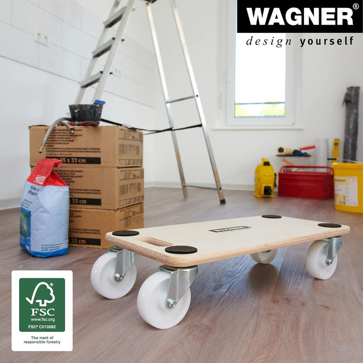 WAGNER Transportroller Transporthilfe 1129 I Möbelroller aus Schichtholz I 59 x 29 x 13,5 cm, Tragkr