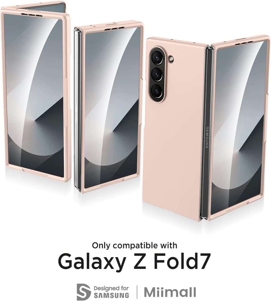 Miimall Handy Hülle für Samsung Z Fold 7 Slim Case mit Schutzglas, Induktives Laden Kompatibel, Mili