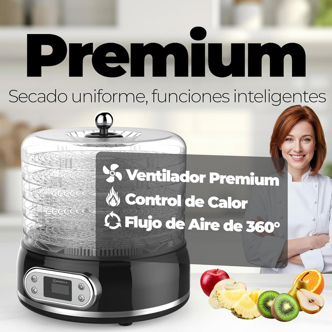 Nebula Round 450W-Lebensmittel-Dehydrator Mit 5 Netz-Ebenen | Höhenverstellbar, Temperaturregelung V