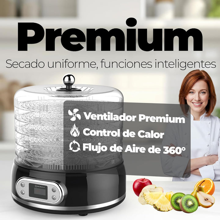 Nebula Round 450W-Lebensmittel-Dehydrator Mit 5 Netz-Ebenen | Höhenverstellbar, Temperaturregelung V