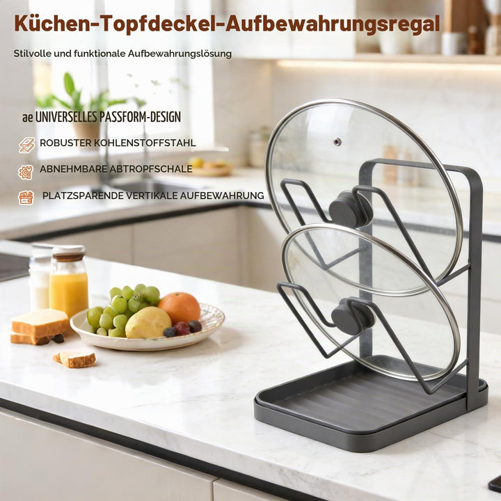 Dandin Topfdeckelhalter, Topfhalter Löffelablage Küche, Topfdeckelhalter Küchenutensilien, 2-in-1-De