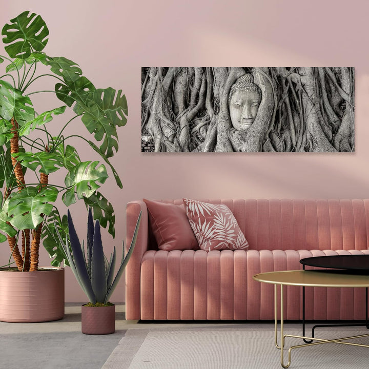 wandmotiv24 Leinwandbild Tempel der Grossen Relikte SW 100x40cm (BxH) Bilder auf Leinwand, Dekoratio