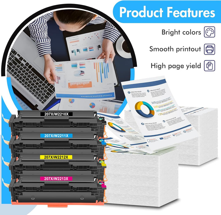 207X 207A Toner Kompatibel für HP Color LaserJet Pro MFP M283fdw Mit Chip | Kompatibel für Color Las