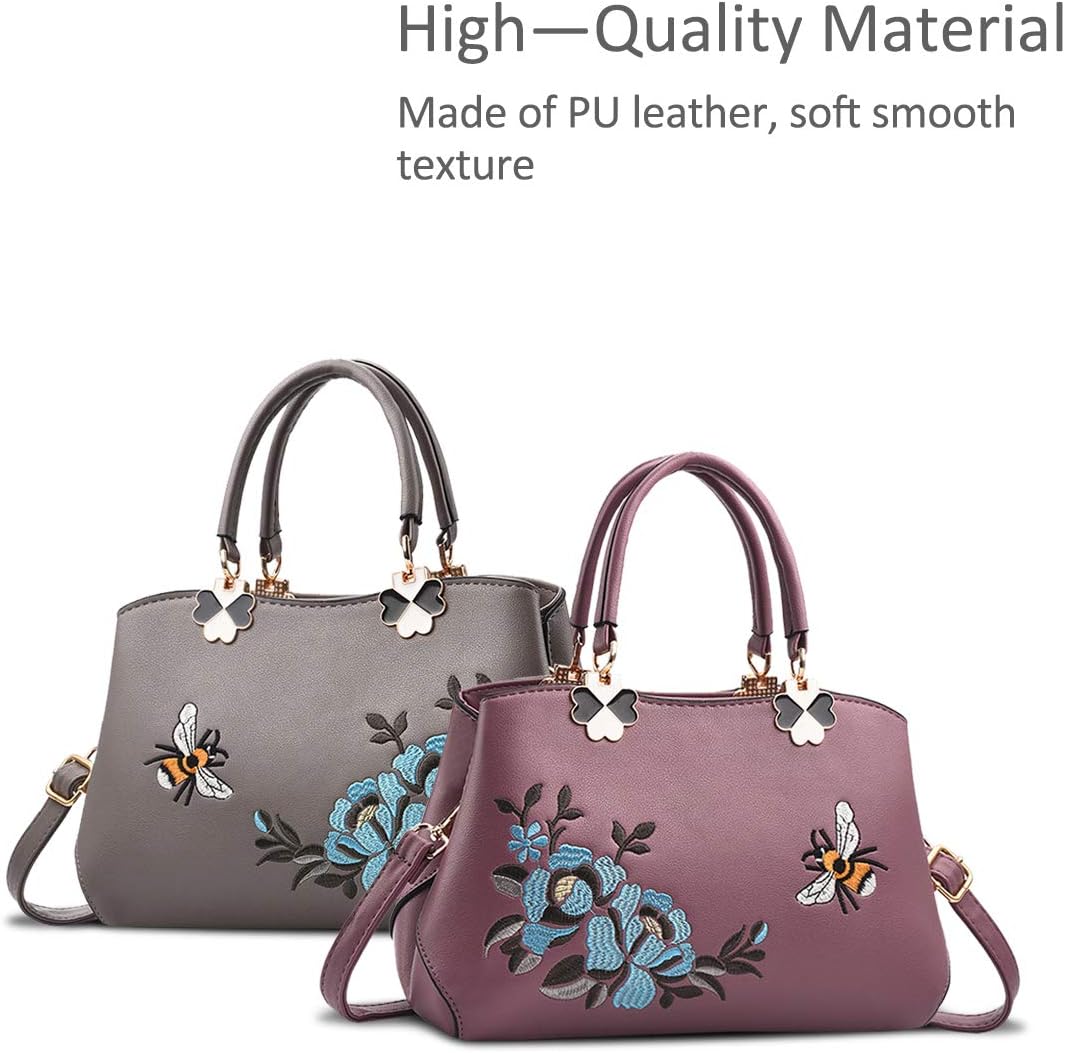 NICOLE&amp;DORIS Handtaschen Damen Mode Schultertasche Geldbörse Retro Umhängetasche Frau Tote Stickerei
