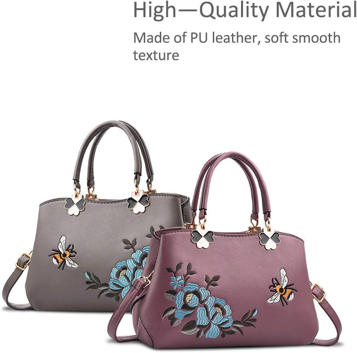 NICOLE&amp;DORIS Handtaschen Damen Mode Schultertasche Geldbörse Retro Umhängetasche Frau Tote Stickerei