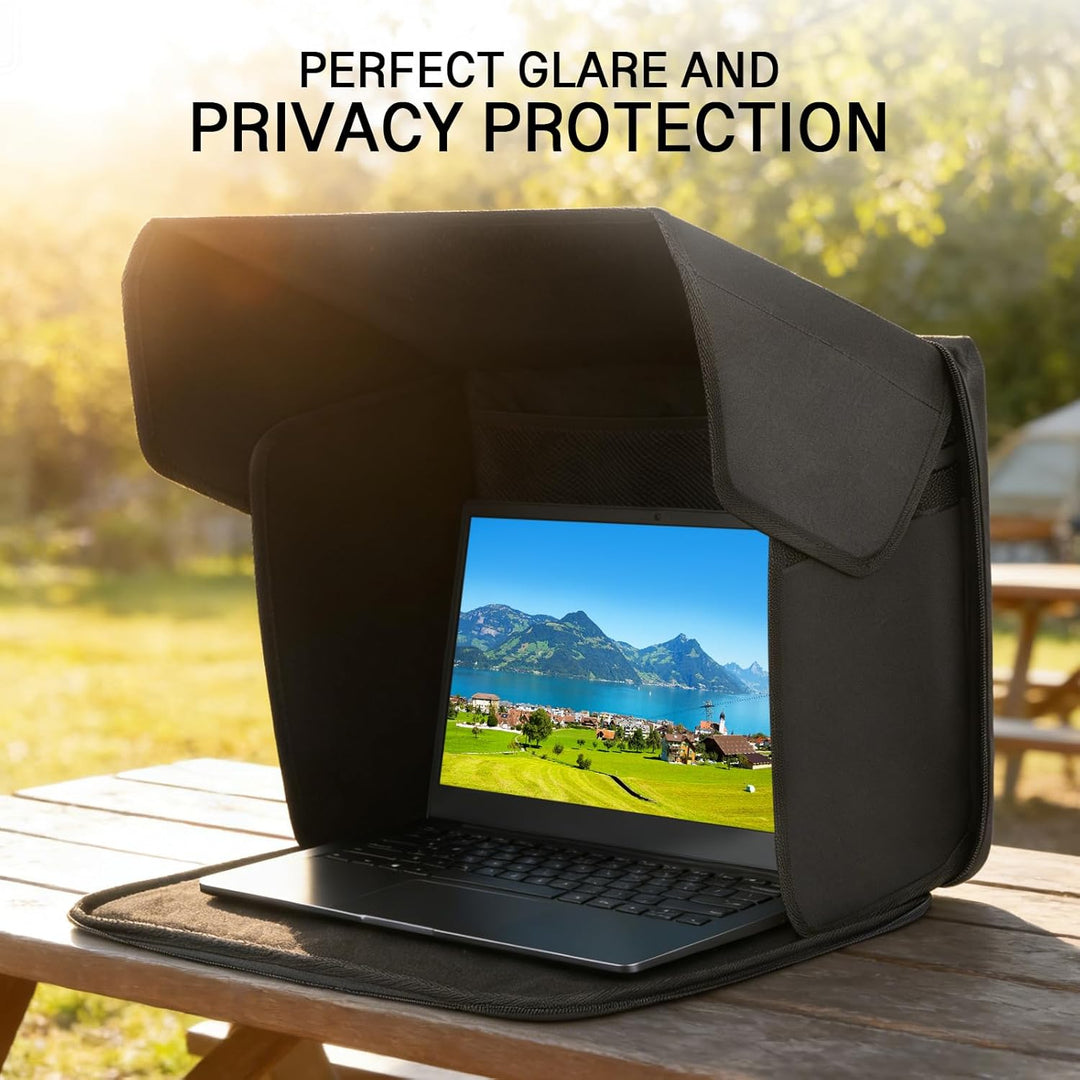 CISSIYOG Universal Laptop Sonnenschutz, Klappbare 2-in-1 Laptoptasche, Bildschirm Sonnenblende & Sic