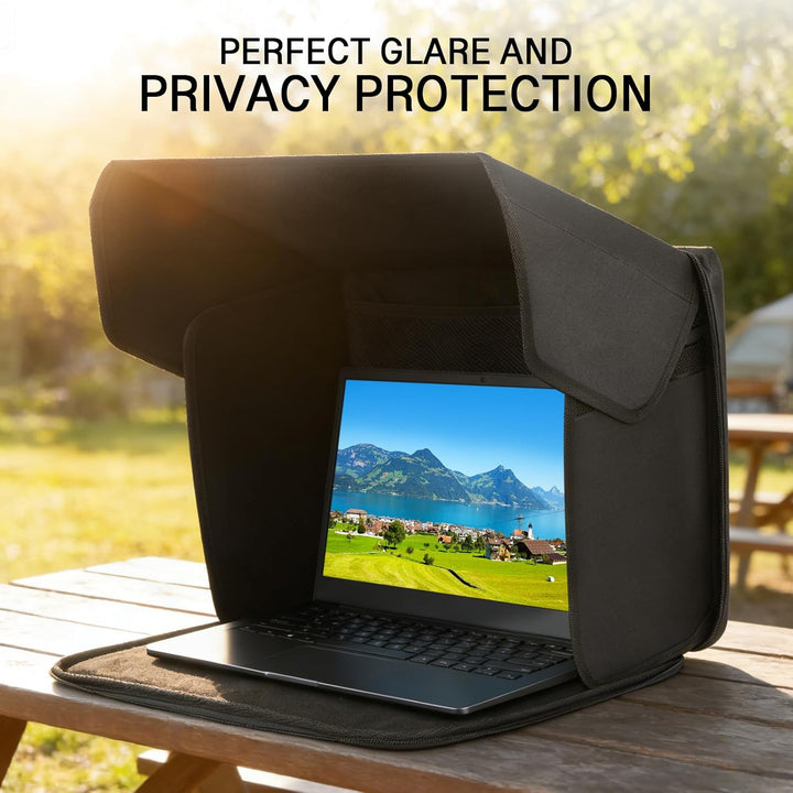 CISSIYOG Universal Laptop Sonnenschutz, Klappbare 2-in-1 Laptoptasche, Bildschirm Sonnenblende & Sic