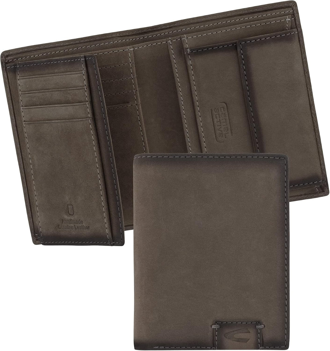 camel active bags Dallas Herren Geldbörse RFID Hochformat Leder Mittelgross Grau Grey, Grey