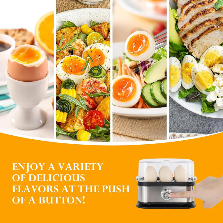 VINATO Eierkocher, bis zu 6 Eier (weich, mittel, hart, pochiert), Familiengrösse Egg Cooker, Leicht