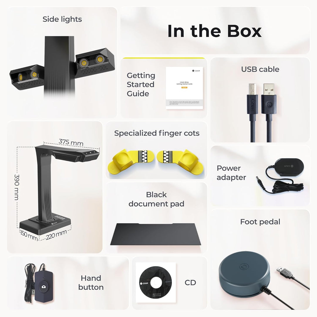 CZUR ET16-P Professioneller Buchscanner mit LED Fülllicht, OCR Dokumentenscanner 16 Megapixel Dokume