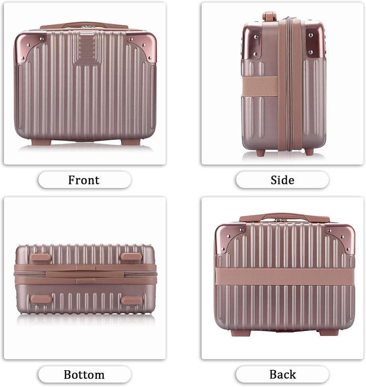 BSTKEY Tragbare Hartschalen-Kosmetik-Reisetasche, kleines Reise-Handgepäck mit Gummiband, Mini-ABS-T