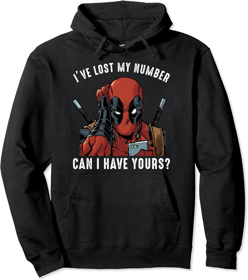 Marvel Deadpool White Lost My Number Pick Up Line Pullover Hoodie
