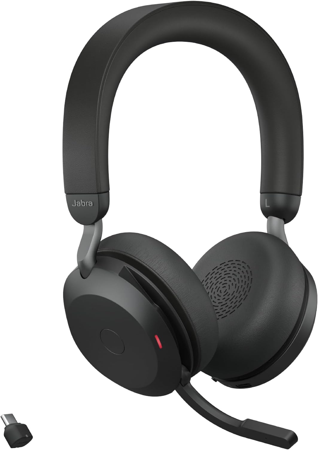 Jabra Evolve2 75 Wireless PC Headset mit Ladedock, 8-Mikro-Technologie - Dual-Foam-Stereo-Kopfhörer