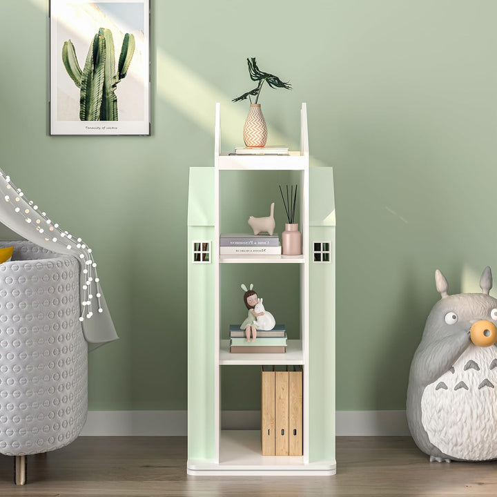 [en.casa] Drehbares Bücherregal für Kinder Vipsali Spielzeugregal in Hausoptik Drehregal mit Aufbewa