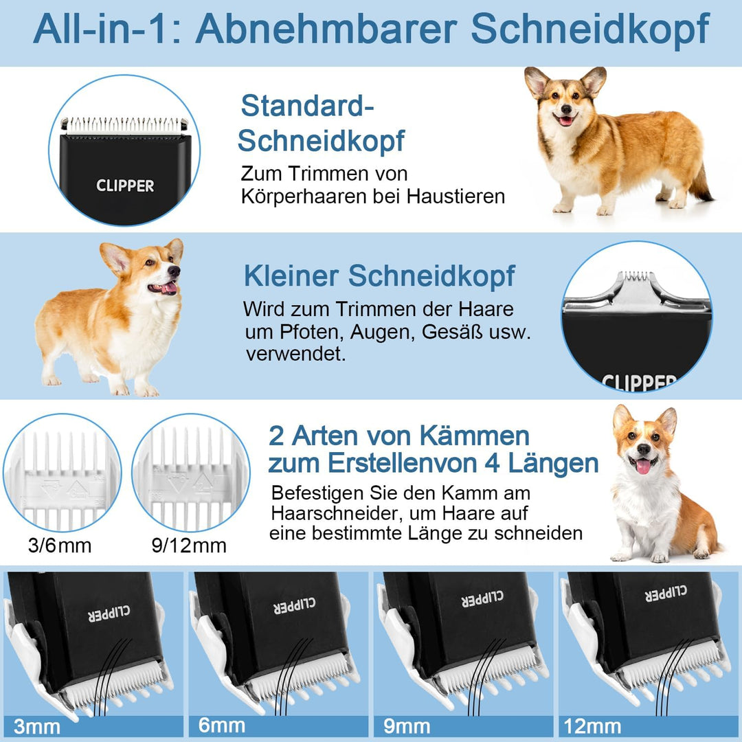 Mucek Pfotentrimmer für hunde, 2-in-1 Hundeschermaschine, Hundepfoten Trimmer mit 2 Multifunktions-S