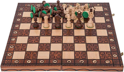 Square - Schach Schachspiel - JUNIOR LUX - 41 x 41 cm - Schachfiguren & Schachbrett aus Holz