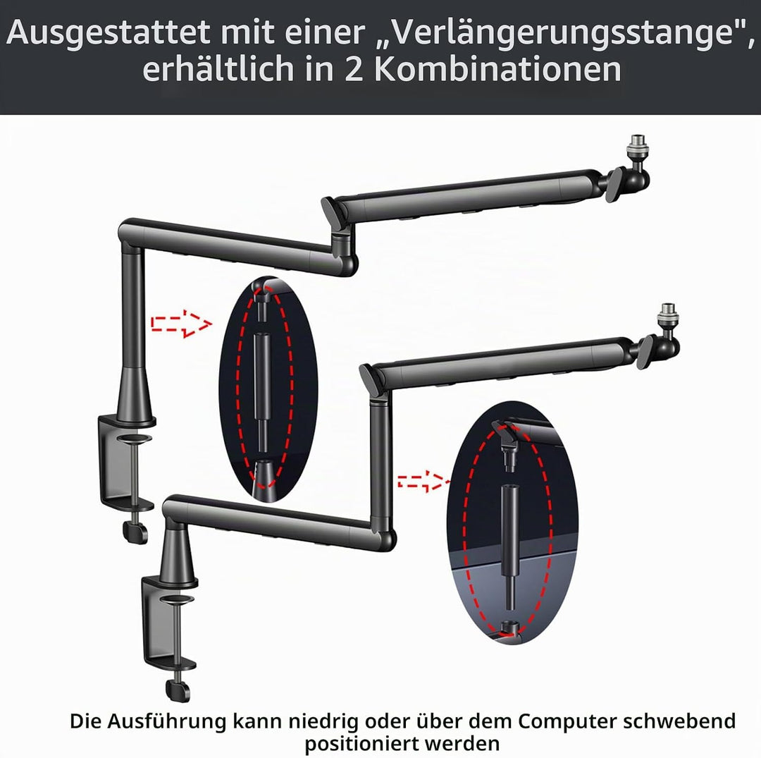 Gaming Mikrofon mit Low Profile Mic Arm, Mikrofonarm mit Kabelkanälen für Podcast Streaming Studio G