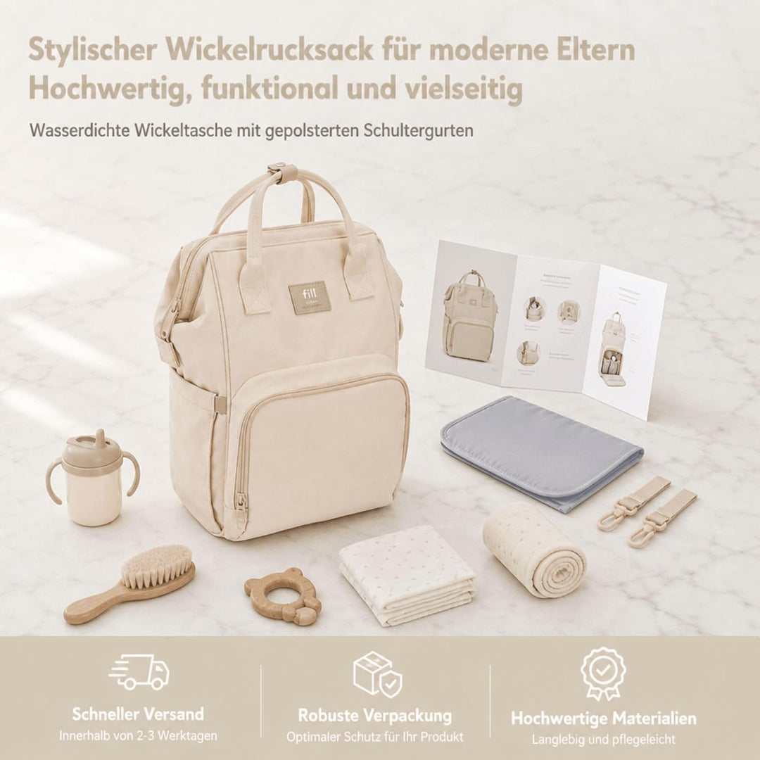 Fillikid Wickelrucksack Barcelona | Geräumiger & stylischer Rucksack mit vielen Fächern, isoliertem
