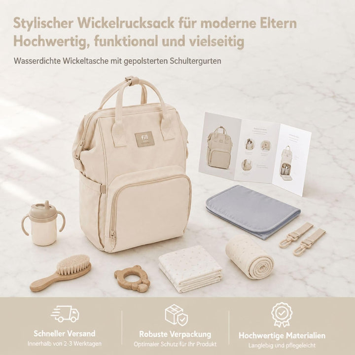 Fillikid Wickelrucksack Barcelona | Geräumiger & stylischer Rucksack mit vielen Fächern, isoliertem