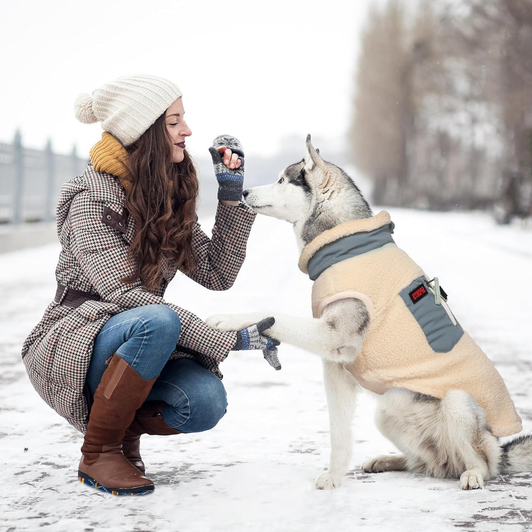 FEimaX Warme Hundemantel Winddichte Haustier Winter Fleece Hundejacke Winterweste mit D-Ring Hundekl