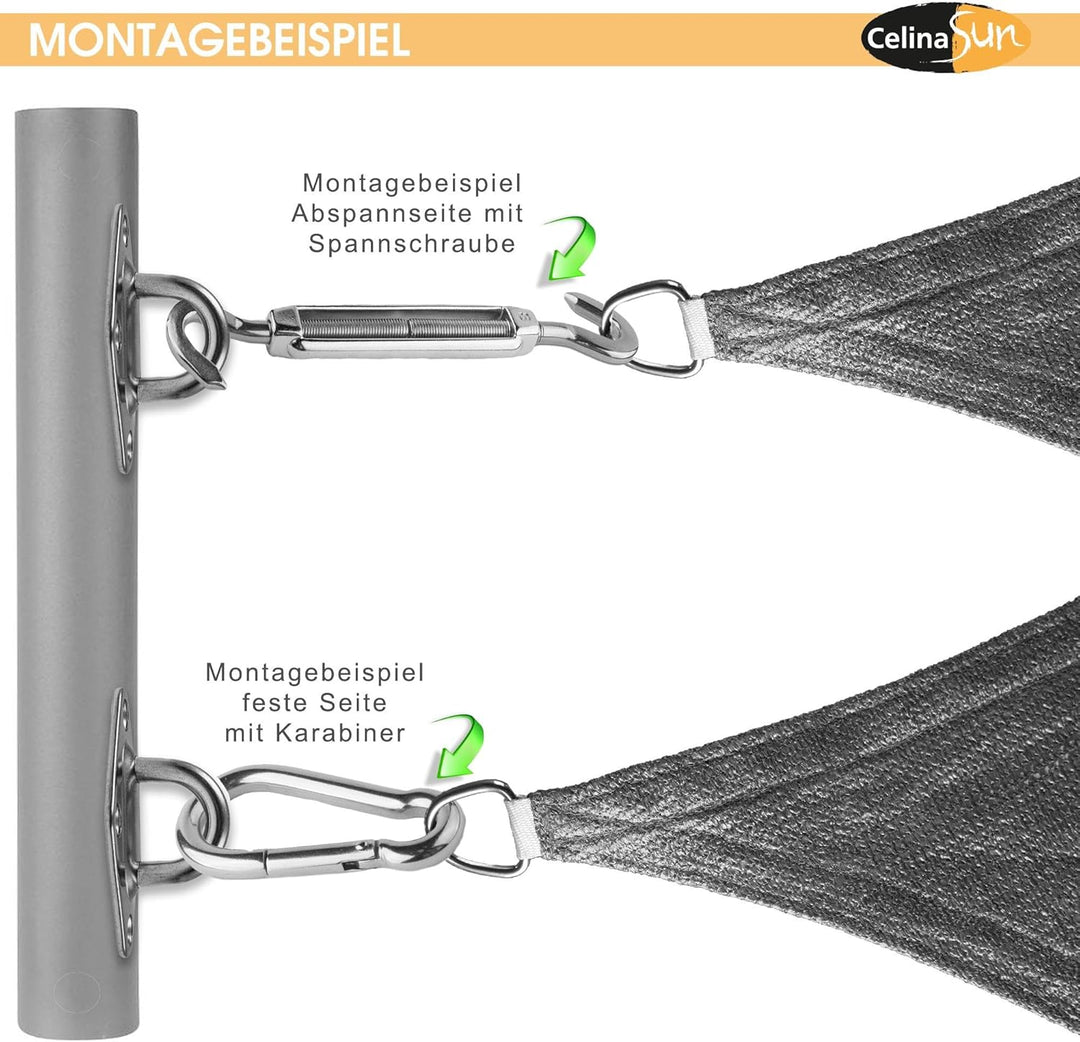 CelinaSun Sonnensegel Zubehör Set 4X Spannschraube Stahl verzinkt Sonnenschutz Befestigung Segel Mon
