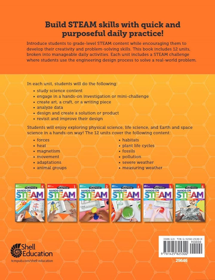 180 Days: Hands-On STEAM: Grade 3 (180 Days of Practice), Paperback