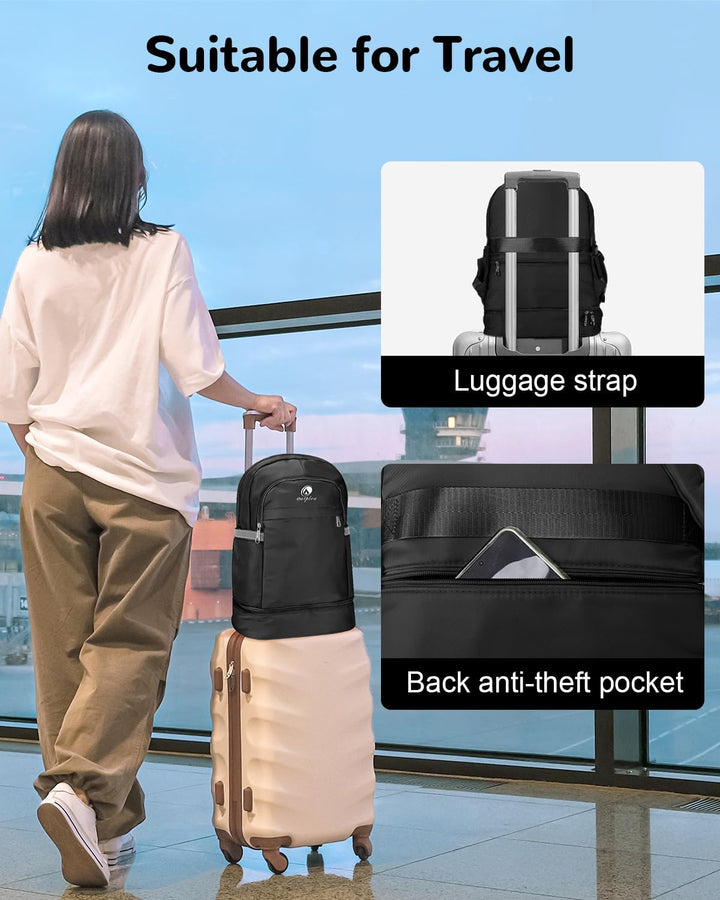 28L Reiserucksack Herren Damen, Schwimmrucksack mit Nasser Taschen, Wasserdichter Sportrucksack mit