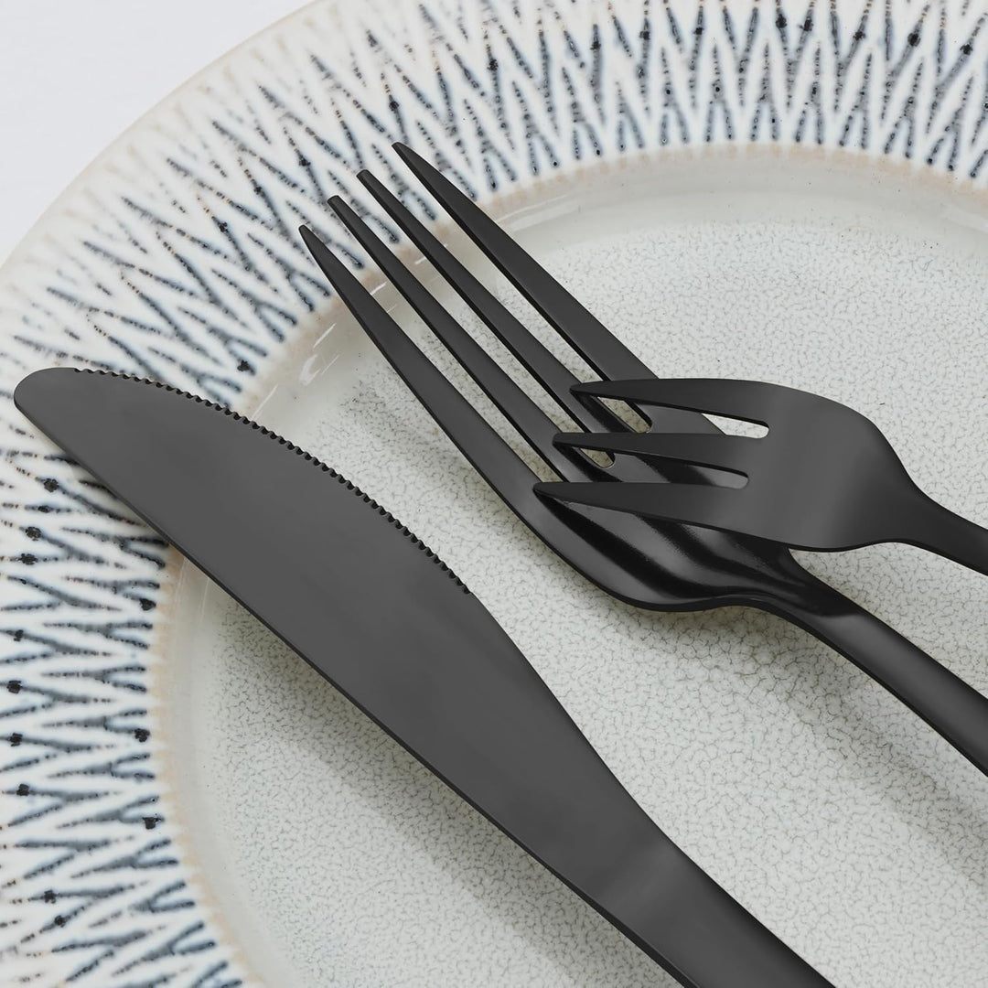 Bestdin Besteck Set 12 Personen, 60 teilig Schwarzes Besteck, Edelstahl Besteckset mit Messer Gabel