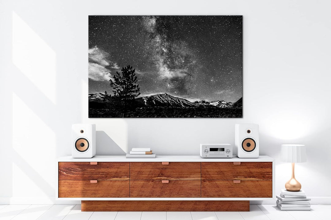 deyoli hellerleuchtete Milchstrasse am Nachthimmel Effekt: Schwarz&Weiss, Format: 80x60 als Leinwand