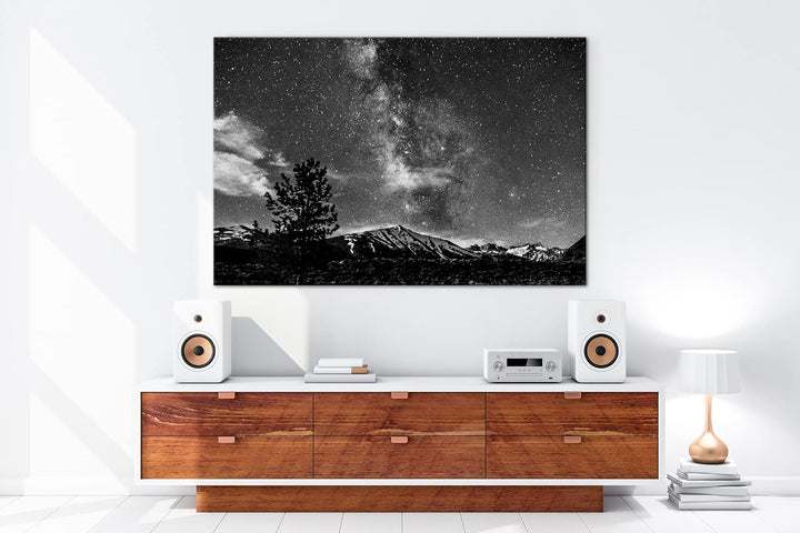 deyoli hellerleuchtete Milchstrasse am Nachthimmel Effekt: Schwarz&Weiss, Format: 80x60 als Leinwand