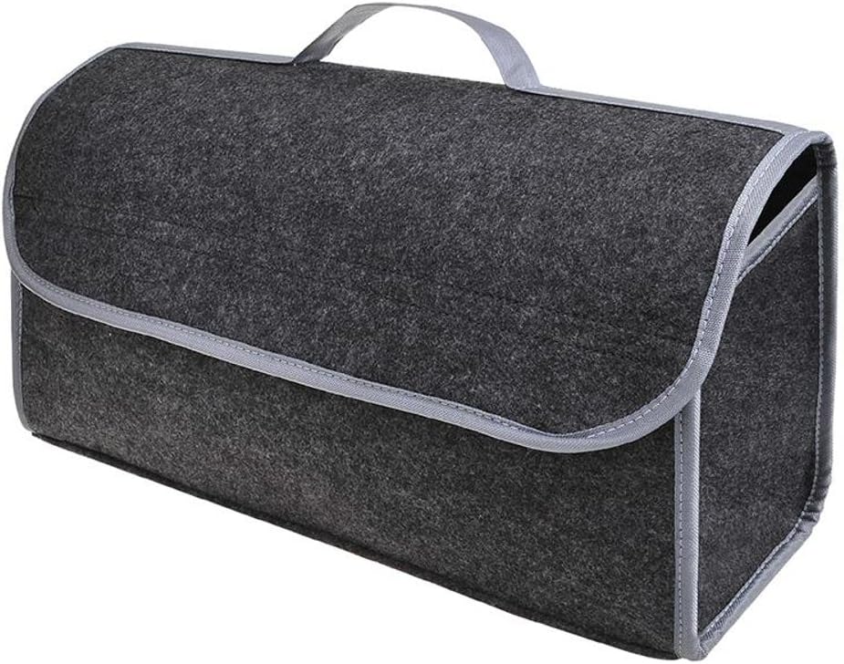 Kofferraumtasche Auto Filz Autotasche mit Klett Grau Aufbewahrungstasche Silber zusammengefaltet 235