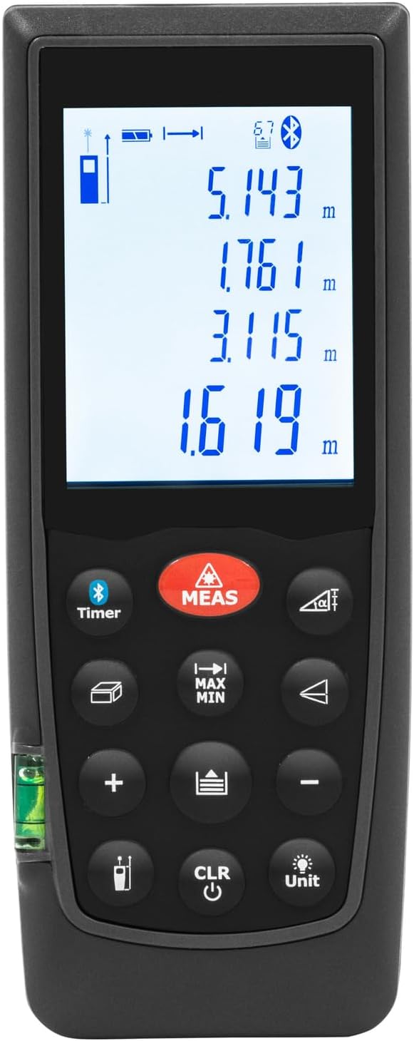 Steinberg Systems Laser-Entfernungsmesser mit hellem LCD bis 70 m und 1,5 mm Genauigkeit m, ft, in B