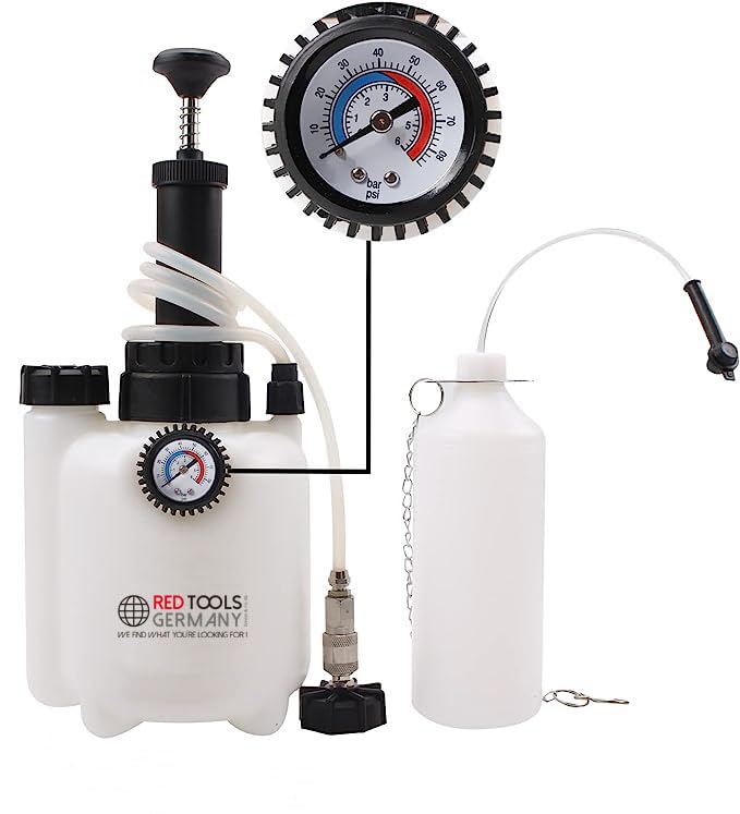 Red Tools 3L Bremsen Entlüftungsgerät - Bremsenentlüfter - Bremsflüssigkeit wechseln leicht gemacht