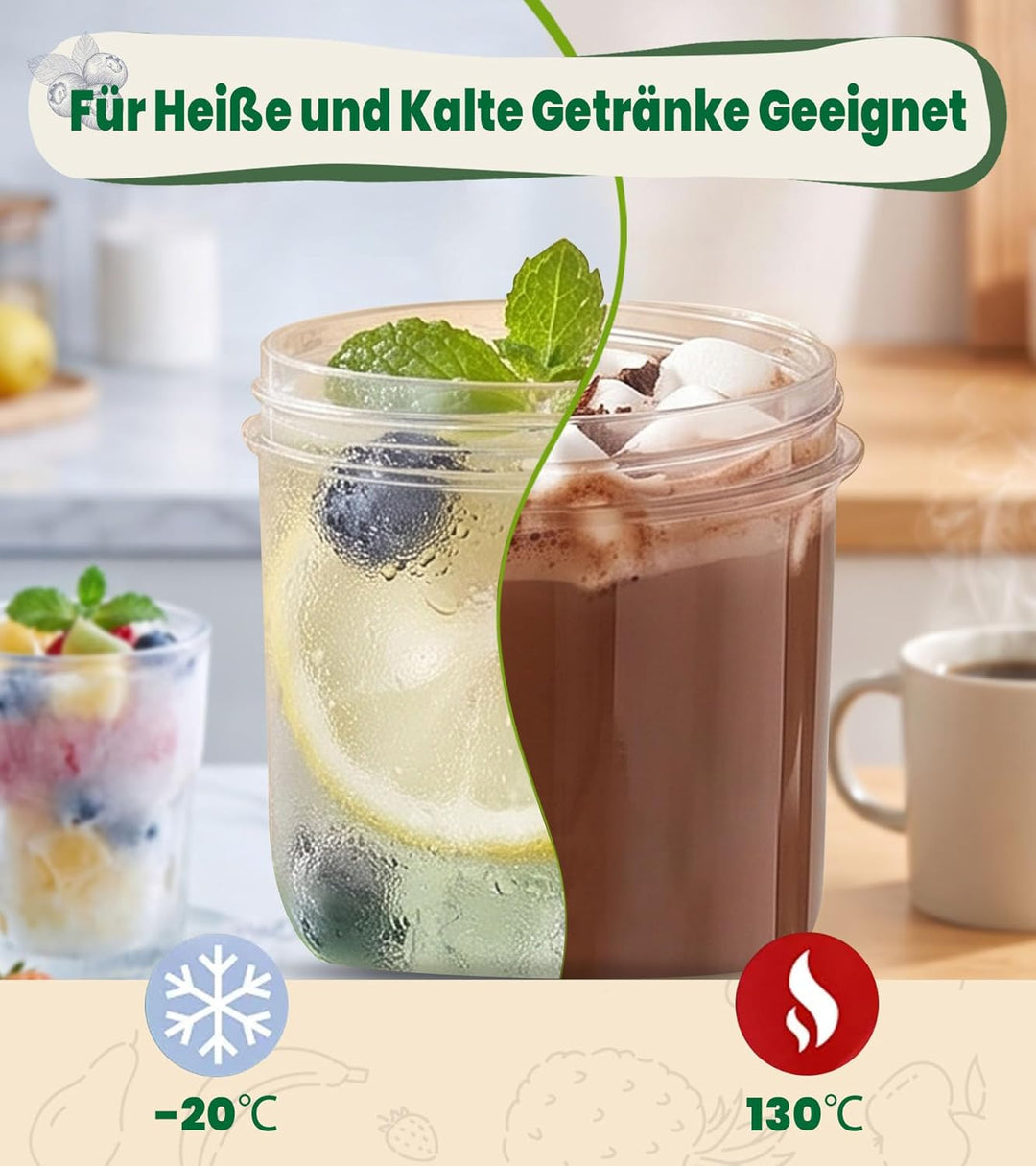 Ugotit Müslibecher to Go mit Löffel, 360ml+560ml Joghurtbecher to Go, 4er Grün,rosa,gelb&amp;lila, Grün,