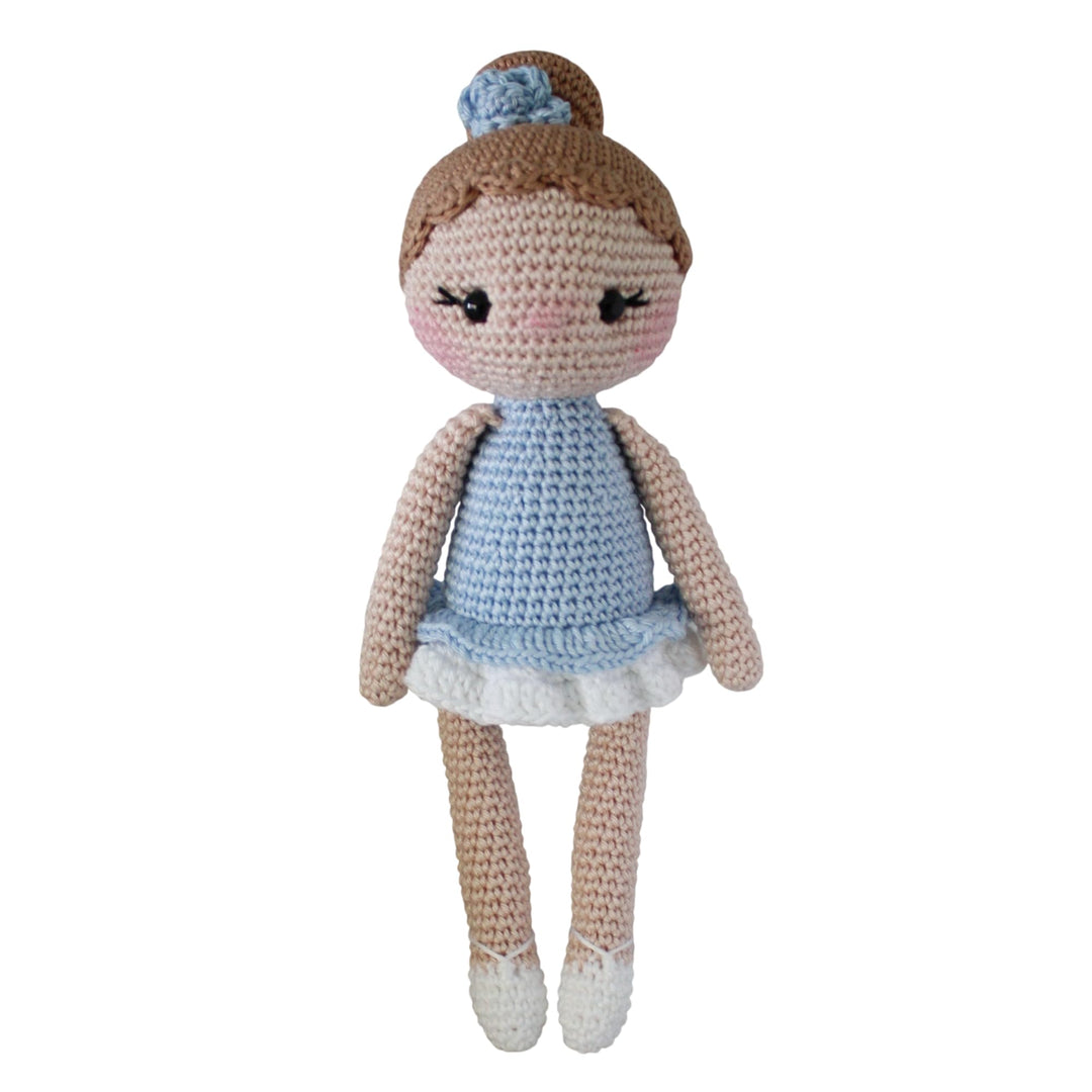 Häkelpuppe Ballerina aus Baumwolle super Geschenk für Kinder (Hellblau) | Amigurumi Puppe 23 cm – Ha