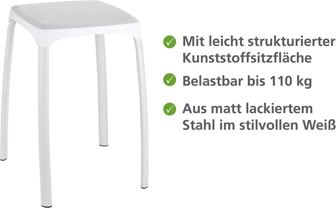 WENKO Badhocker Losani, Sitzhocker Weiss 46 x 29 x 29 cm, Weiß 46 x 29 x 29 cm