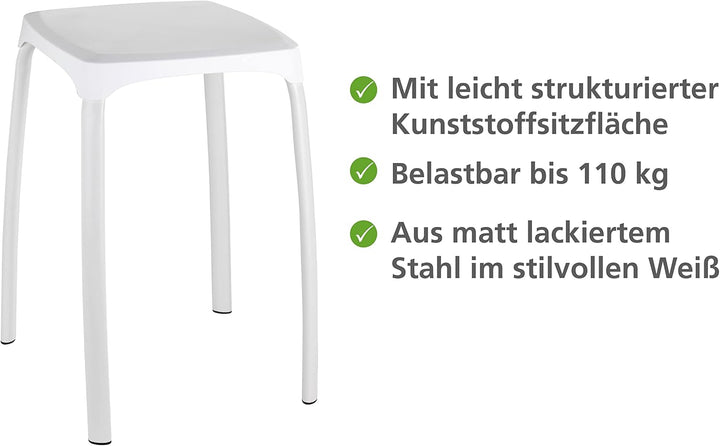 WENKO Badhocker Losani, Sitzhocker Weiss 46 x 29 x 29 cm, Weiß 46 x 29 x 29 cm