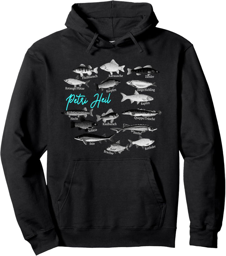 Fischarten Forelle Fischen Karpfen Hecht Mann Carp Fishing Pullover Hoodie