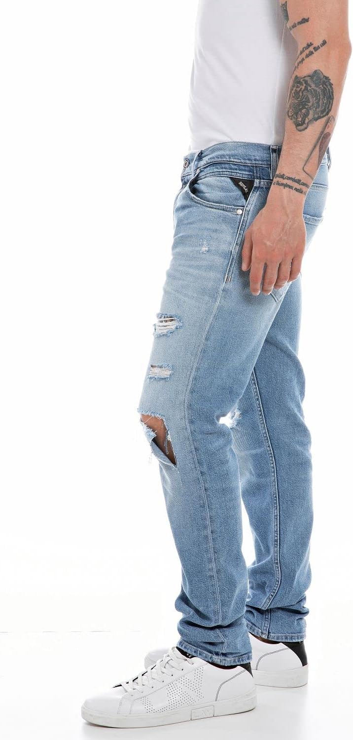 Replay Herren Jeans Mickym Slim-Fit 27W / 30L Light Blue 010-1, 27W / 30L Light Blue 010-1