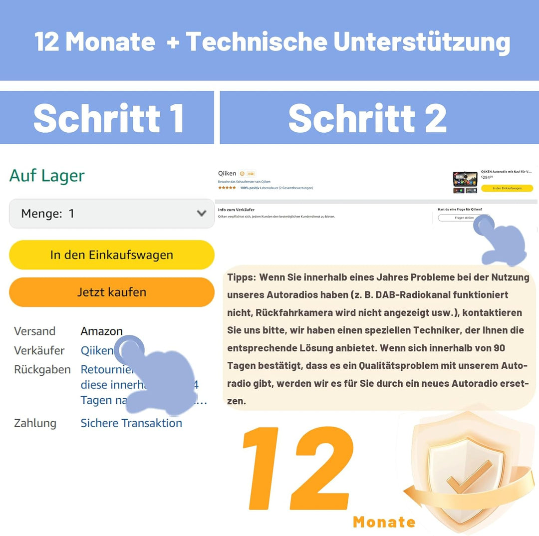QIIKEN Autoradio mit Navi für VW T5 Golf 5 6 Polo Sharan Seat Passat Tiguän, Doppel din Radio 9" IPS