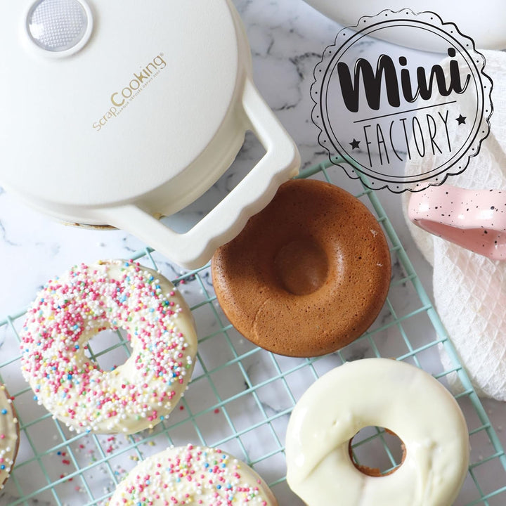 ScrapCooking - Mini Donut Maker - Donut-Maschine mit Antihaftplatte - Kompaktes Gerät für Donuts & G