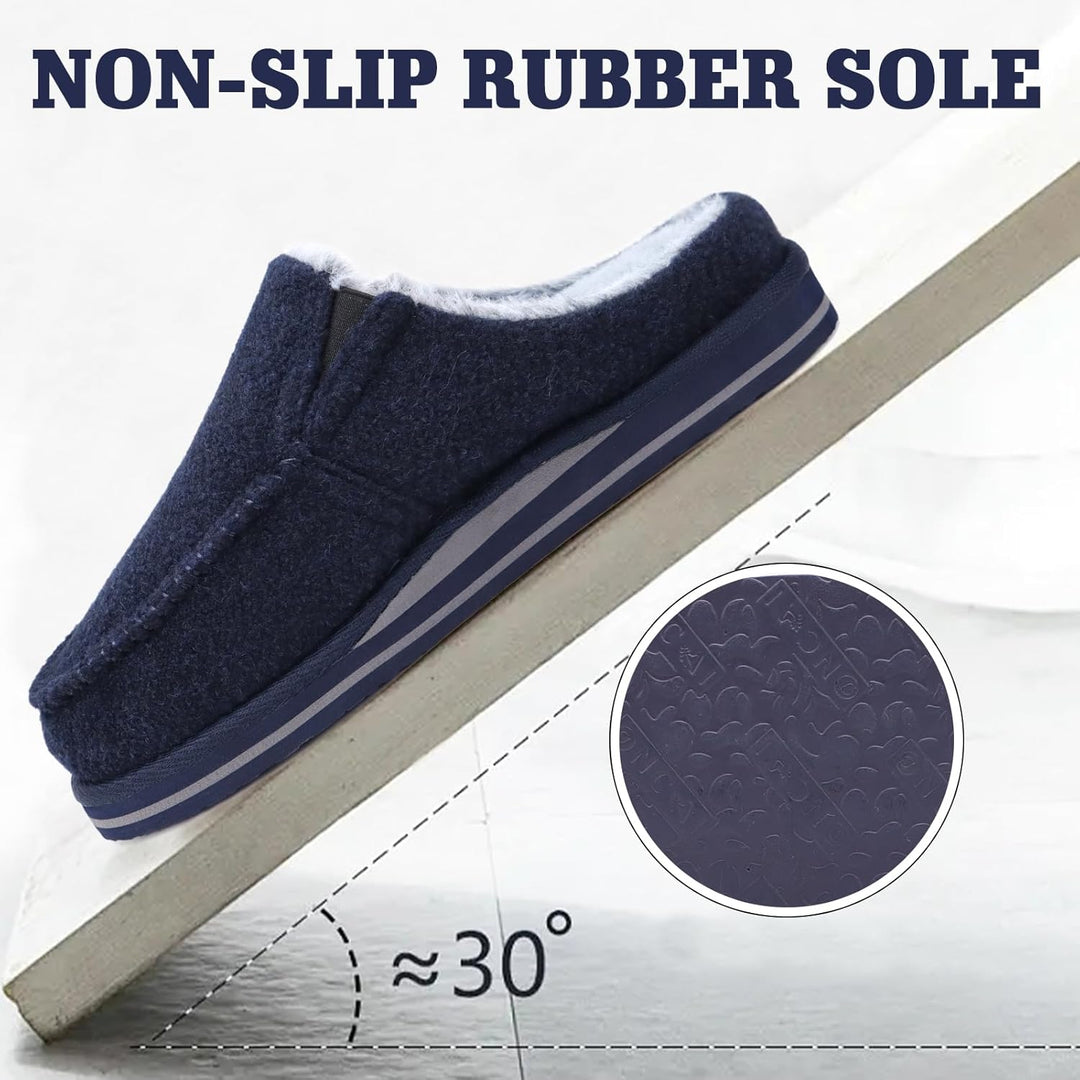 ONCAI Hausschuhe Herren Komfort Pantoffeln Plüsch Streifen Hüttenschuhe Wärme Cord Flauschig Slipper
