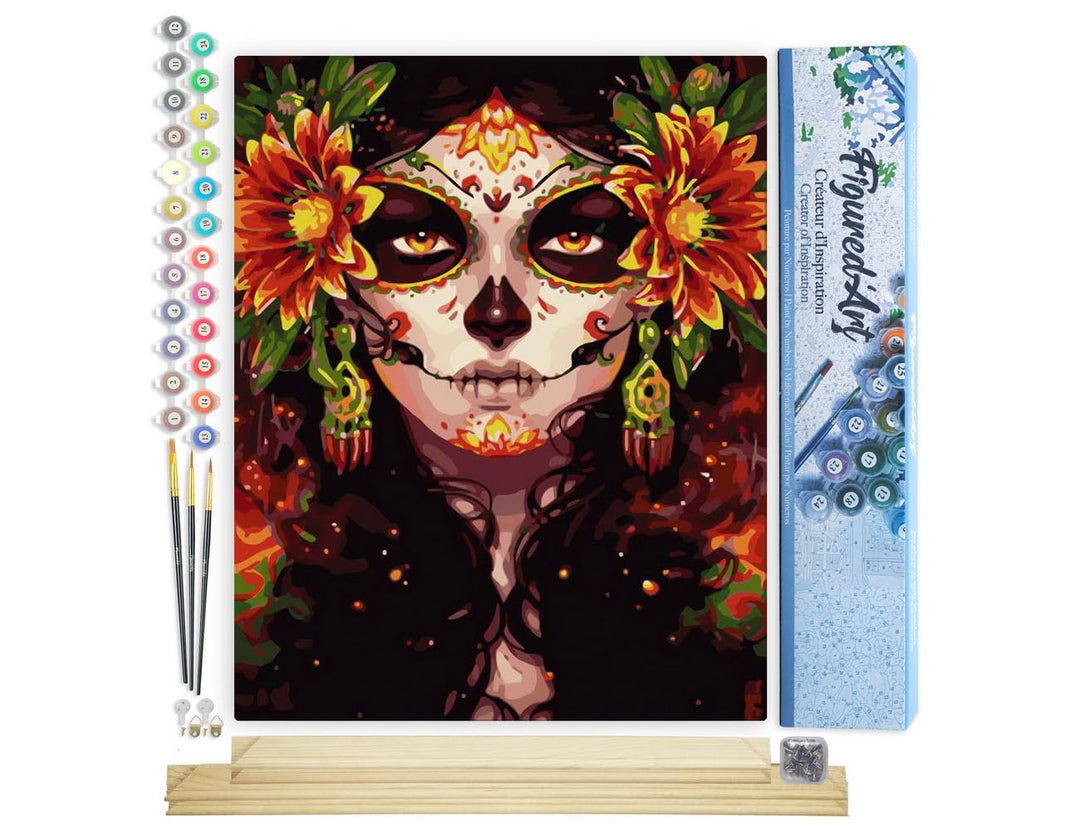 Figured'Art Malen Nach Zahlen Erwachsene Mit Rahmen Sicht und Blumen - Paint by Numbers Basteln DIY