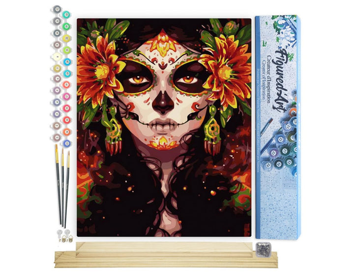 Figured'Art Malen Nach Zahlen Erwachsene Mit Rahmen Sicht und Blumen - Paint by Numbers Basteln DIY