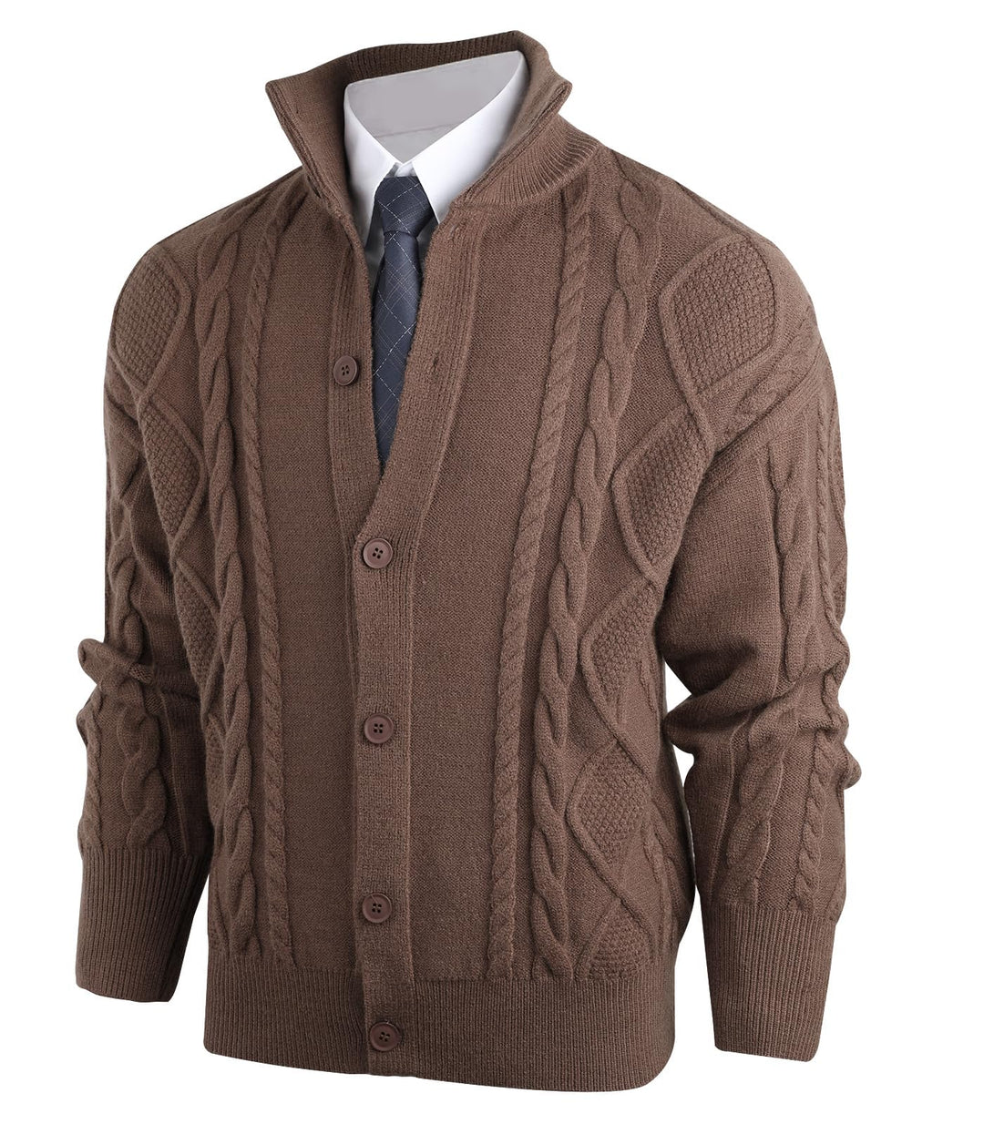 Pullover für Herren Rollkragen Strickjacke Strickpullover Gestrickte Knöpfe Twisted Thermal Langarm
