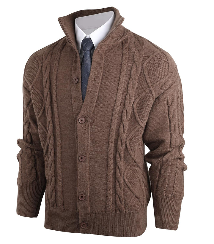 Pullover für Herren Rollkragen Strickjacke Strickpullover Gestrickte Knöpfe Twisted Thermal Langarm