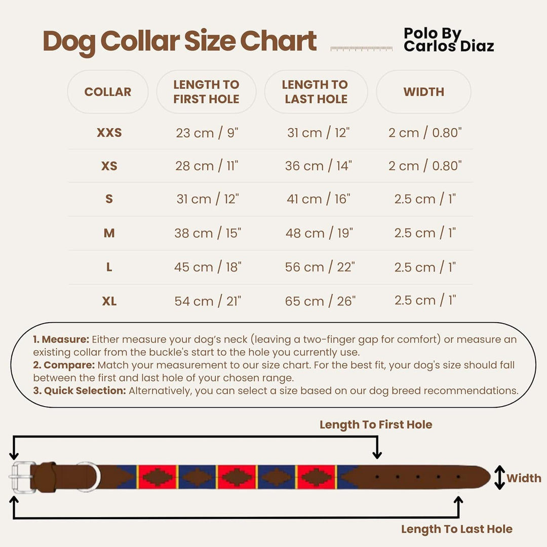 Carlos Diaz Echtes Leder gewachstes Premium-Polo-Hundehalsband mit Stickerei XS XS (28-36cm) Braun,