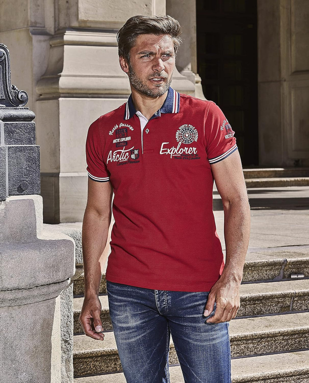 Carisma Casual Herren Poloshirt Kurzarm T-Shirt Regular Fit mit Hochwertigen Stickerei 4634 M Rot, M